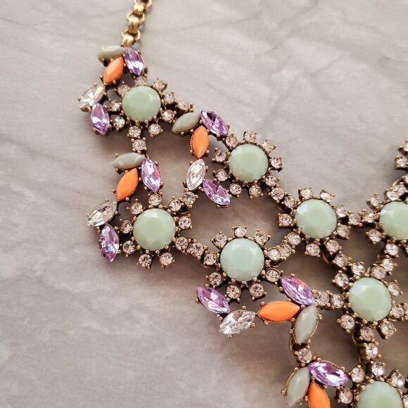 💖 J.Crew RARE HTF Antique Rhinestone Crystal Cluster Statement Necklace 💖 - Picture 7 of 16